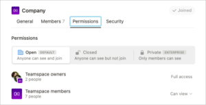 Teamspace permissions