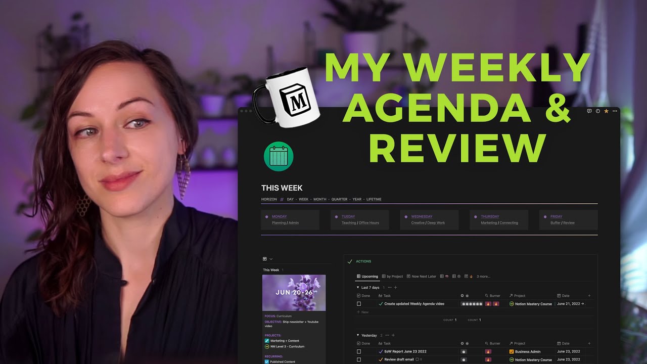 Weekly agenda and review in Notion - Advanced tour