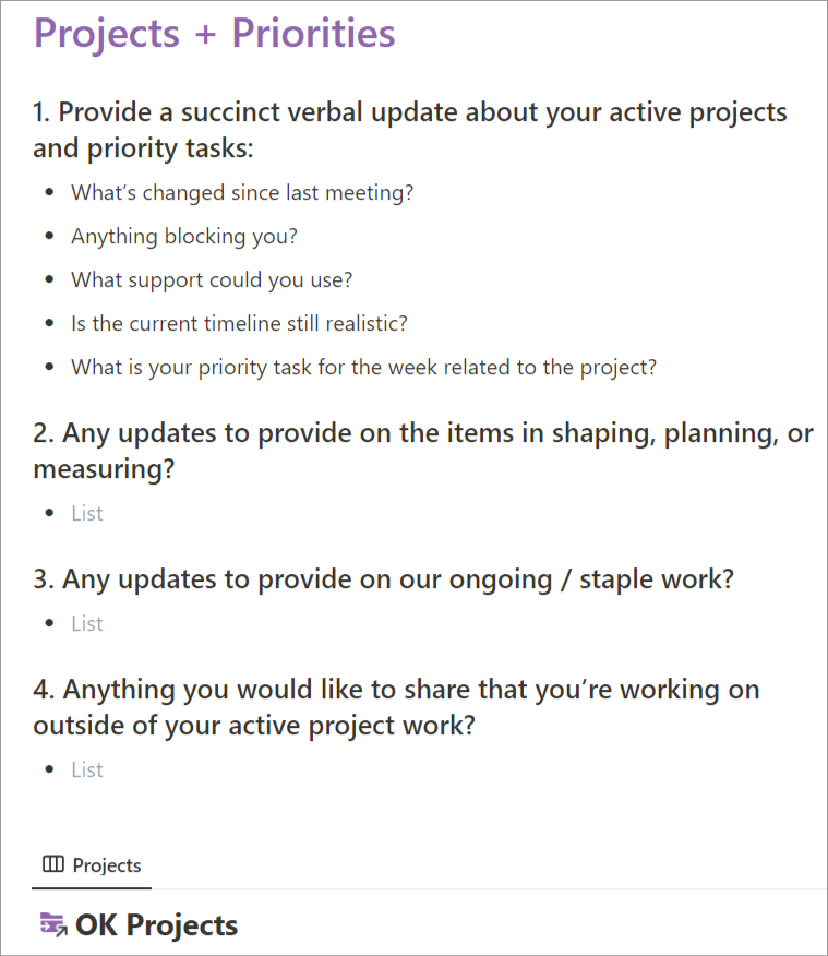 Our weekly project review process.