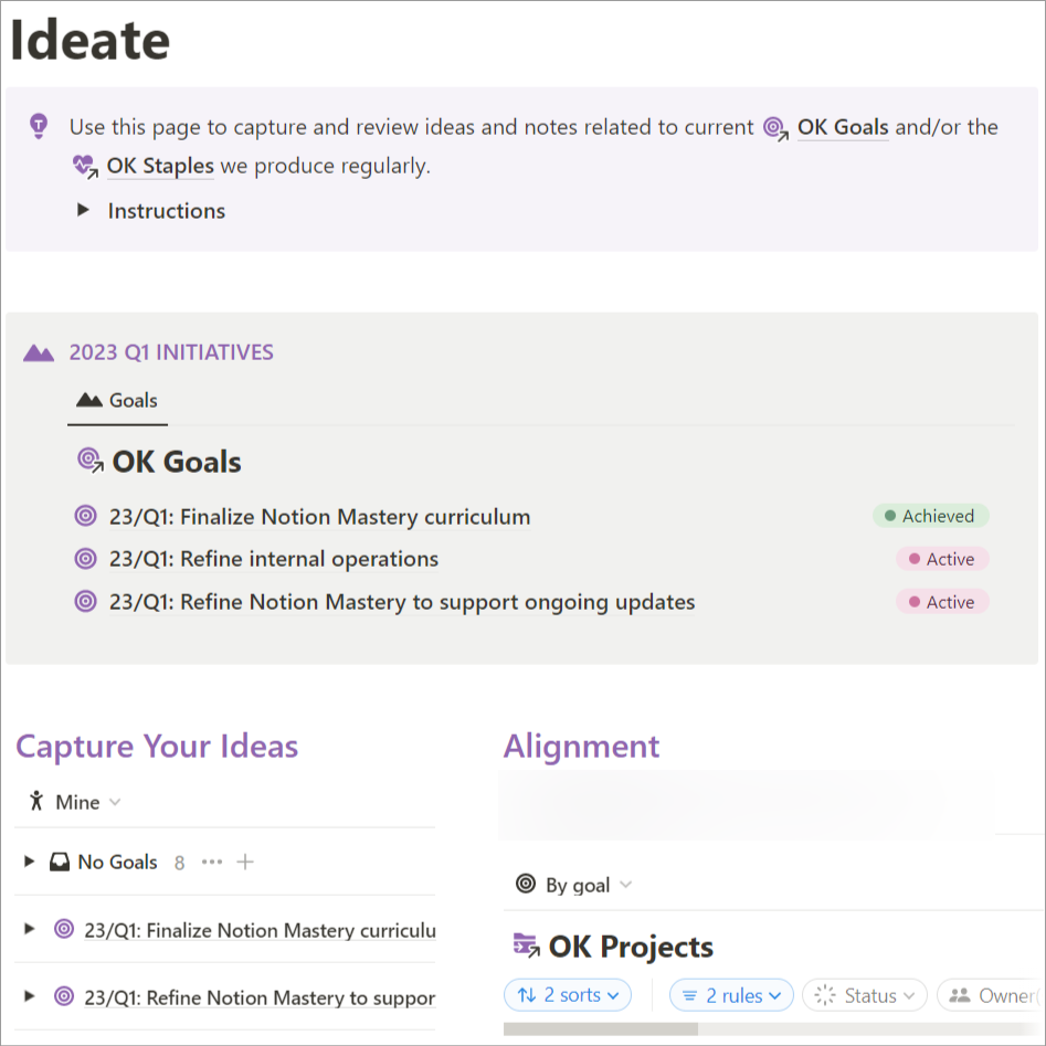 Our ideate dashboard.