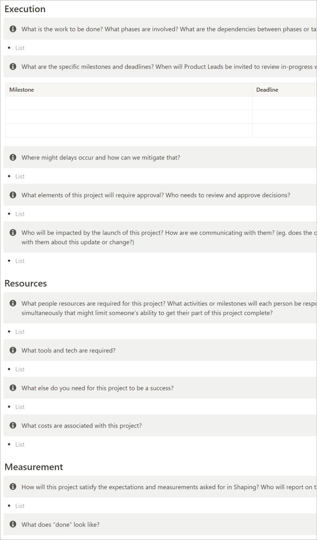 Our project planning template.