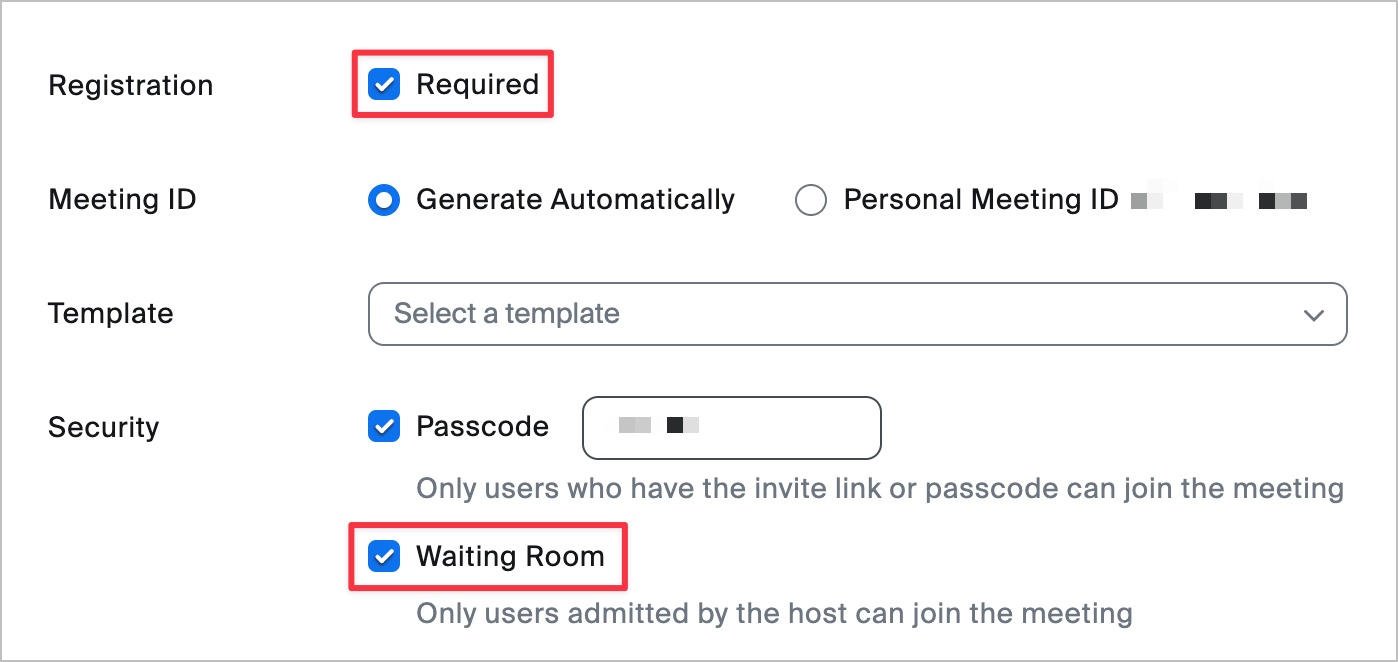 An example of our Zoom call settings.