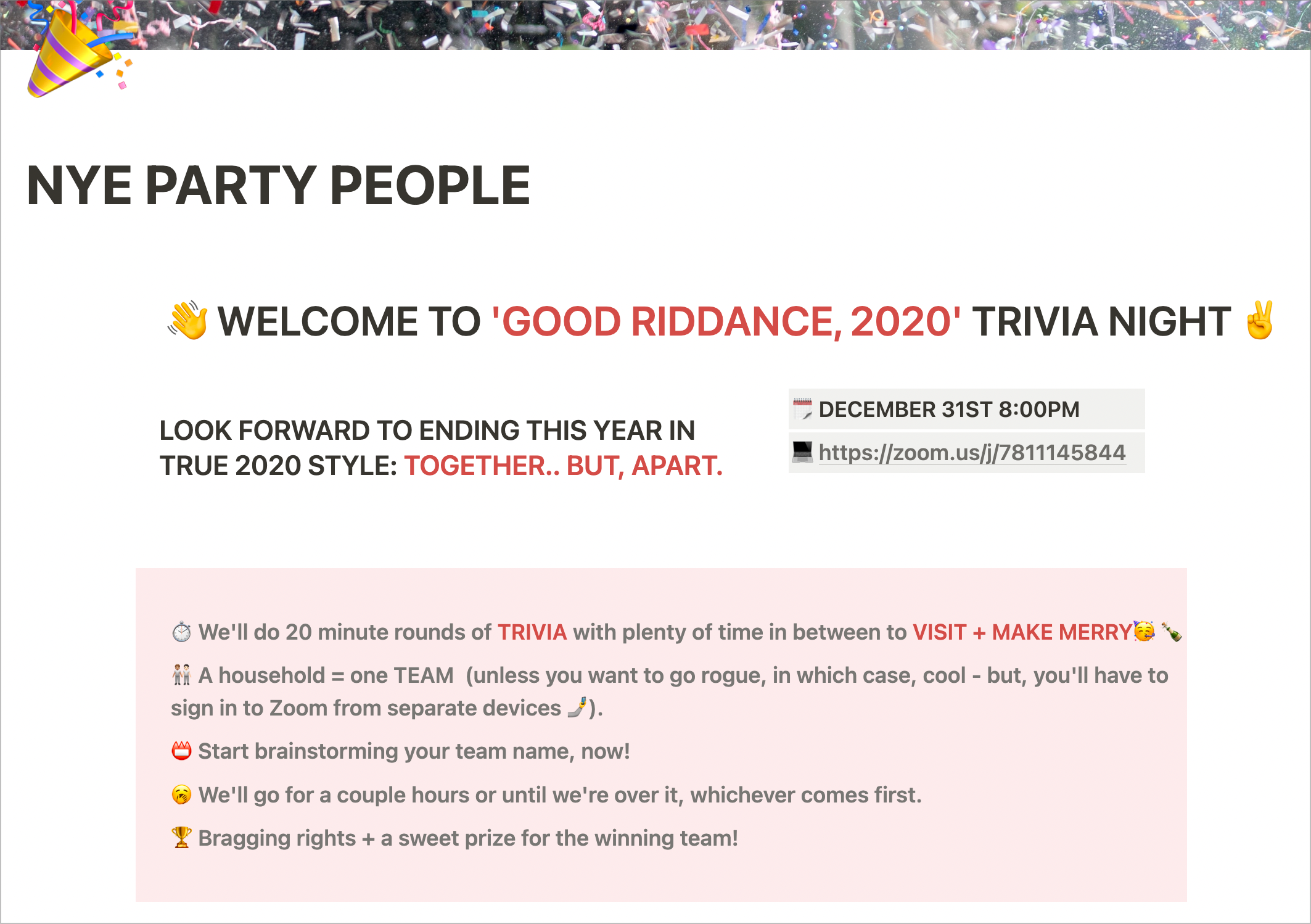 An event invitation on a Notion page.