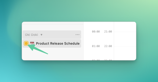 Selecting the Product Release Schedule database in Notion Calendar