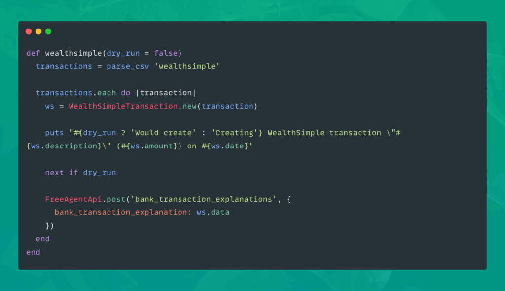 Ruby code showing a wealthsimple import method